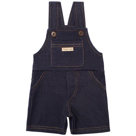 Jardineira para bebe em fleece Blue Denim - Pingo Lelê PL65852 JARDINEIRA COTTON JEANS-2