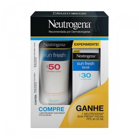 Kit Protetor Solar Corporal Neutrogena Sun Fresh FPS 50 com 200ml Grátis Protetor Solar Facial FPS30 com 50g