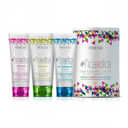 Kit Cronograma Capilar Amend #ficaadica Máscaras de Hidratação, Nutrição e Reconstrução com 1 unidade