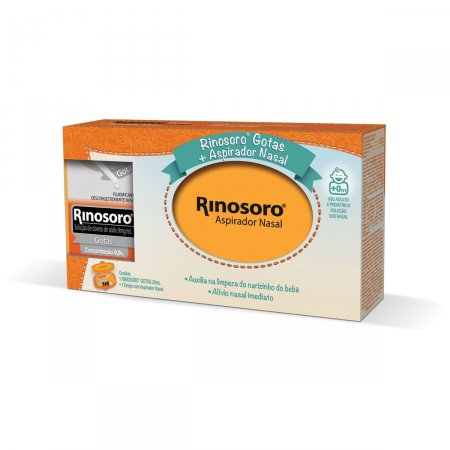 Kit Descongestionante Nasal Rinosoro Gotas com 30ml + Aspirador Nasal