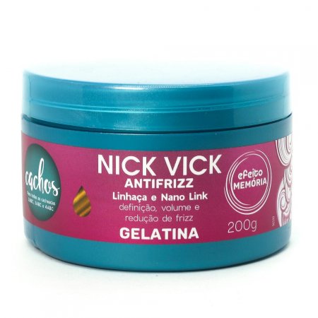 Gelatina Cachos Nick Vick Antifrizz 200g Cabelos Cacheados