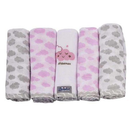 FRALDA DE PANO ALVINHA LUXO COM BAINHA ROSA