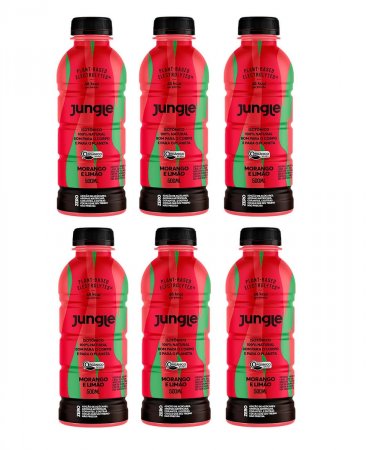 Kit com 6 Isotônicos Jungle Sabor Morango e Limão 500 ml