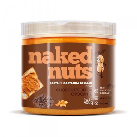 Pasta de Castanha de Caju Naked Nuts Chocolate Belga Crocante com 450g