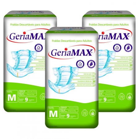 3 pacotes Fralda Geriamax M 9 un.