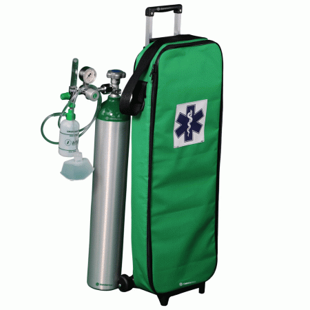 Kit Oxigênio Portátil 3 Litros - Bolsa Verde com Rodinhas