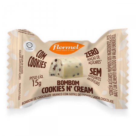 Bombom Flormel Cookies N'Cream Zero Açúcar com 15g