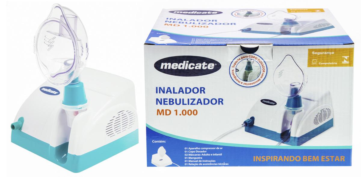 Inalador Medicate com Regulagem de Névoa MD1000RG Bivolt