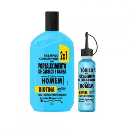 Kit Sh Condicionante e Tonico Gota Dourada Homem Biotina