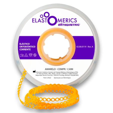 Elastômeros Corrente 1,5m Amarelo - Orthometric Elastômeros Corrente 1,5m Médio Amarelo - Orthometric