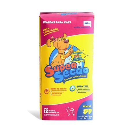 Fralda Descartável para Fêmea Super Secão Petix– 12 unidades Fralda Descartável para Fêmea Super Secão Tamanho G Petix – 12 unidades