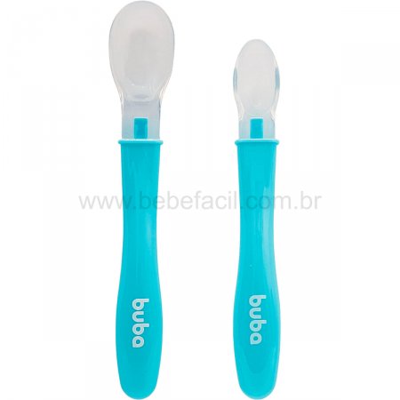 Kit 2 Colheres de Silicone Azul (6m+) - Buba