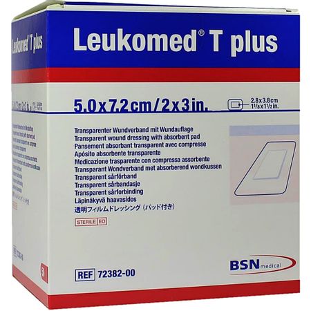 Leukomed T Plus - Curativo Filme Transparente Com Compressa Central - Estéril - 5X7,2Cm - 72382-00