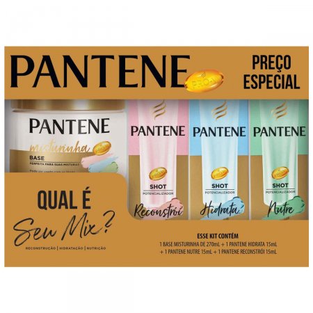 Kit Pantene Misturinha Base com 270ml + 3 Ampolas Shots com 15 ml cada