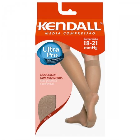 Meia Feminina Kendall Média Compressão 3/4 Cor Bege Tamanho M com 1 par