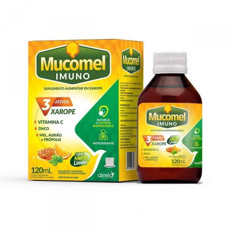 Suplemento Alimentar Mucomel Imuno Sabor Mel e Limão Xarope com 120ml