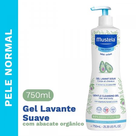 Gel Lavante de Banho Suave Mustela Bebê Corpo e Cabelo com 750ml