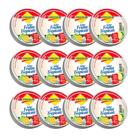 Kit 12 Unid. Bala Lowçucar Zero Açucares Sabor Frutas Tropicais 32g