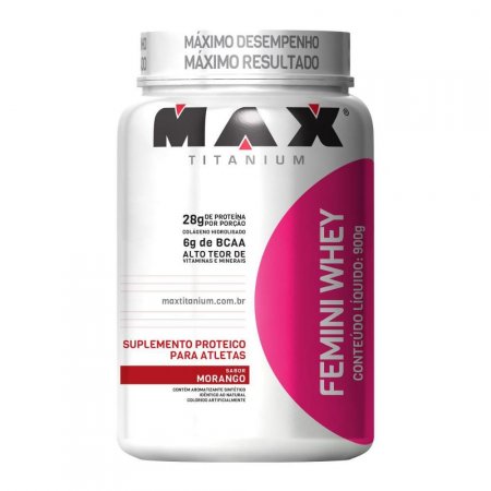 FEMINI WHEY (900g) - Morango - Max Titanium