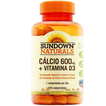 Cálcio 600mg + Vitamina D3 Sundown 120 cápsulas