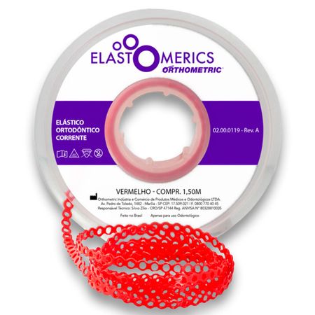 Elastômeros Corrente 1,5m Vermelho - Orthometric Elastômeros Corrente 1,5m Médio Vermelho - Orthometric