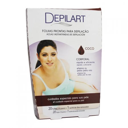 Folhas Prontas Para Depilação Corporal Depilart Coco 20 Folhas
