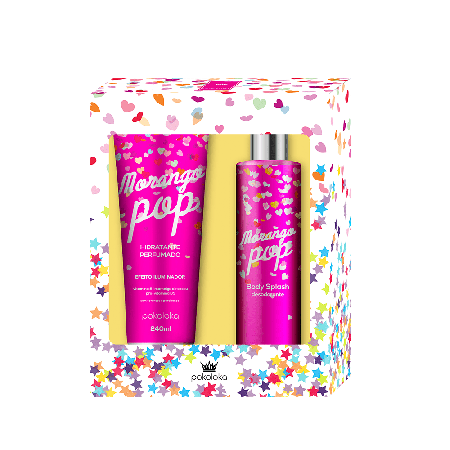 PokoLoka KIT Morango Pop - Hidratante perfumado 240ml e Body Splash 250ml