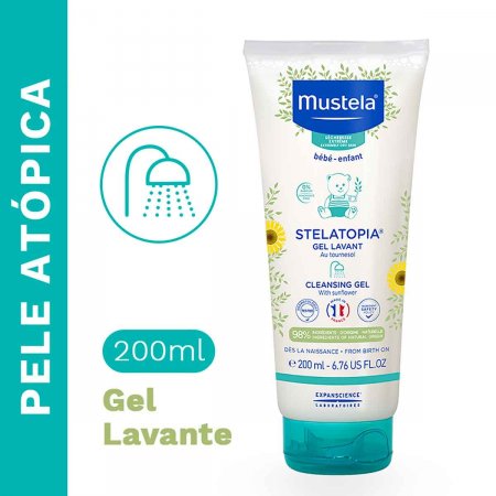 Stelatopia Gel Lavante Mustela Bebê Pele Seca e Atópica com 200ml