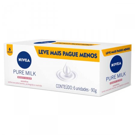 Sabonete em Barra Nivea Pure Milk com 6 Unidades