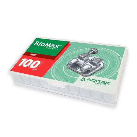 05.04.0802 Kit Bráquete Metálico MBT Biomax 022" com 100 casos com Gancho - Aditek