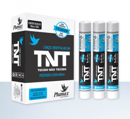 Lençol Descartável TNT em Rolo Picotado 70cmx50m - Plumax