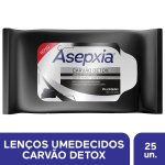 Lenço Umedecido Facial Asepxia Carvão Detox com 25 unidades