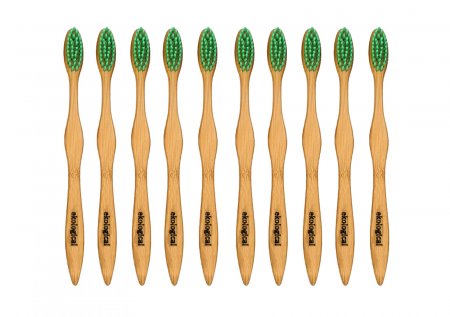 Kit de 10 escovas de dente ecológicas de bambú - Esmeralda
