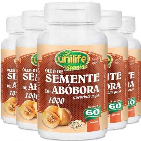 Kit 5 Óleo de semente de abóbora Unilife 60 cápsulas