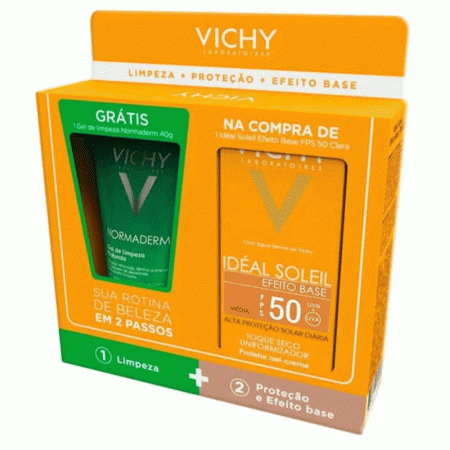 Kit Vichy Idéal Soleil Cor Média FPS50 40g + Gel de Limpeza Normaderm 40g