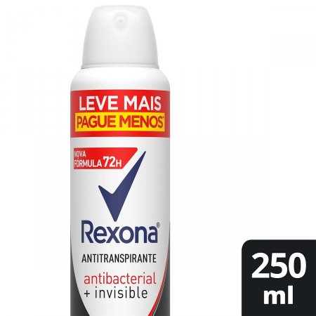 Desodorante Antitranspirante Aerossol Rexona Antibacterial + Invisible com 250ml