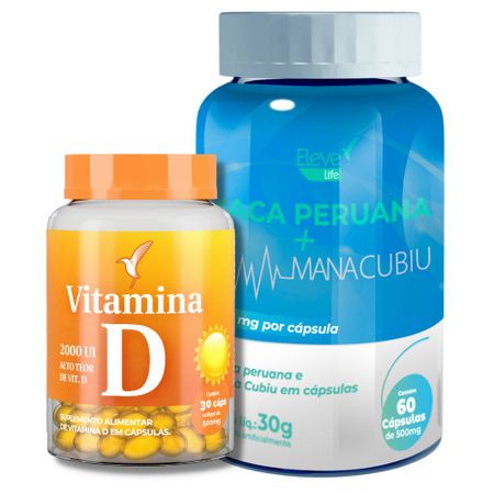 Kit Maca Peruana - Eleve Up 60 - cápsulas + Vitamina D - 30 cápsulas + E-book