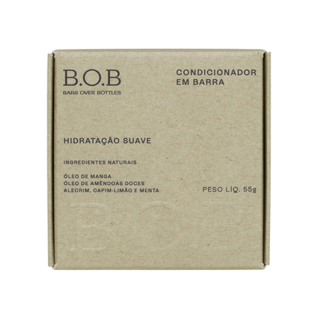 Condicionador em Barra Vegano Hidratação Suave para Cabelos Normais a Oleosos 55g – B.O.B