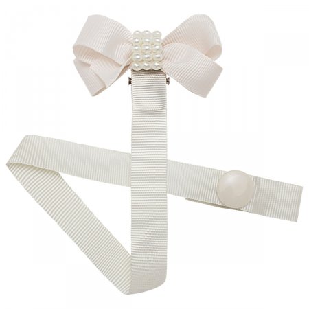 Prendedor de Chupetas para bebê Laço & Mini Pérolas Marfim - Roana