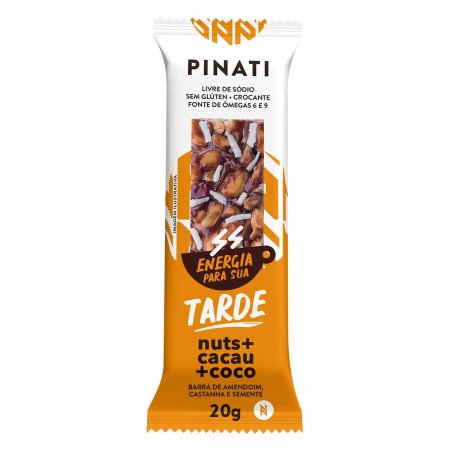 Barra de Amendoim, Castanha e Semente Pinati Tarde Nuts +Cacau +Coco com 1 Unidade