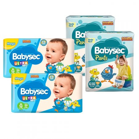 Kit 68 Fraldas Babysec Ultrasec G E 32 Babysec Pants G