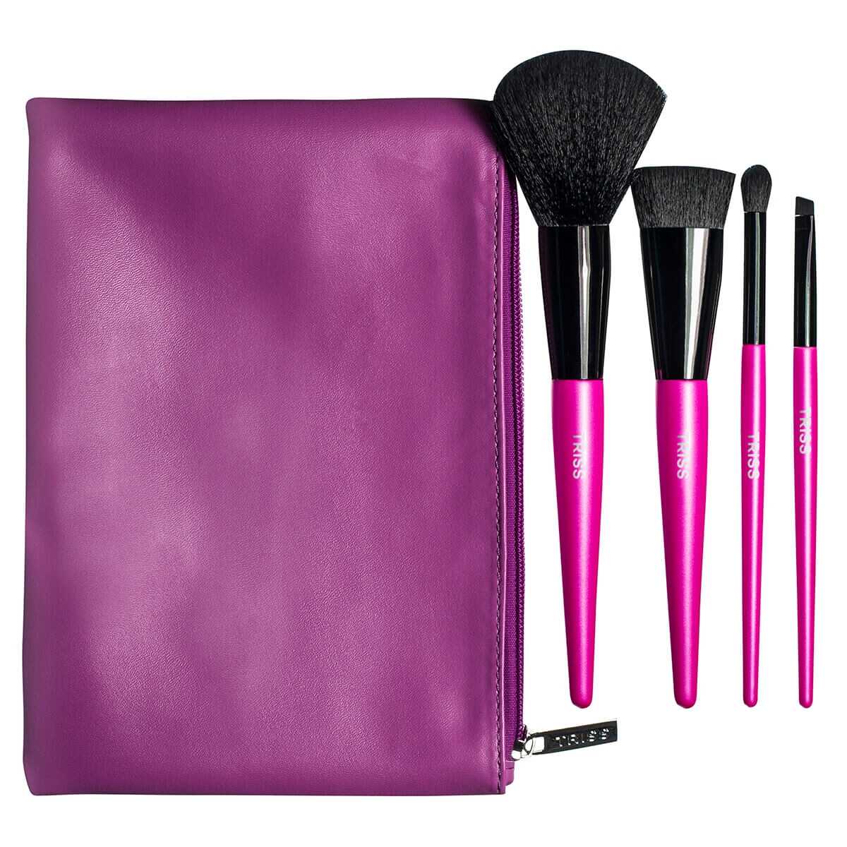 Kit Pincéis Rosas de Maquiagem Triss + Necessaire Edição Limitada