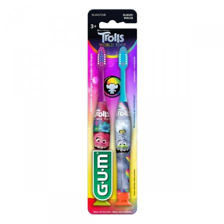 Escova de Dente Infantil G.U.M. Trolls Macia com 2 unidades