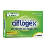 Pastilhas para Garganta Ciflogex Sabor Menta e Limão com 12 unidades
