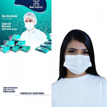 Máscara Descartável de Tripla Proteção Hemi Protect - 200 Unidades
