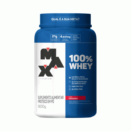 100% Whey Protein Pote 900g Morango
