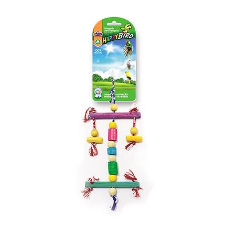 Brinquedo Vertical 2 nós e Talos de Madeira para Calopsita e Psitac - Pet Injet
