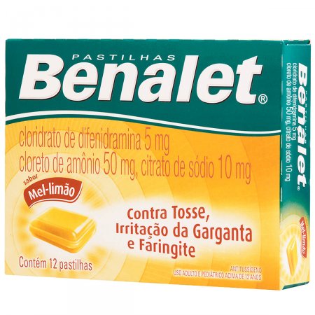 Pastilha Benalet Sabor Mel e Limão com 12 unidades