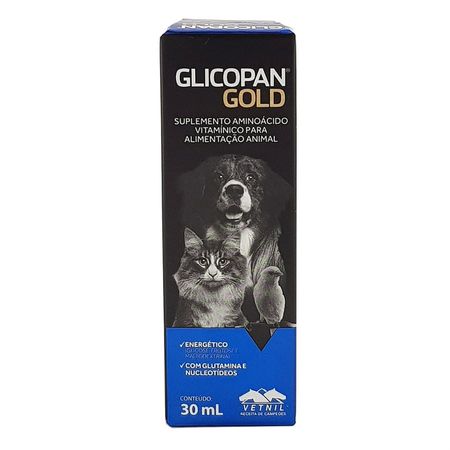 Glicopan Gold Gotas 30ml Vetnil Suplemento Animais