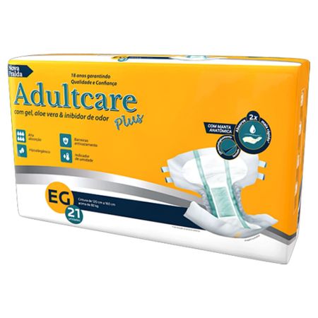 Fralda Adultcare Plus - Uso Adulto - Tamanho EG - Embalagem Econômica com 21 Unidades